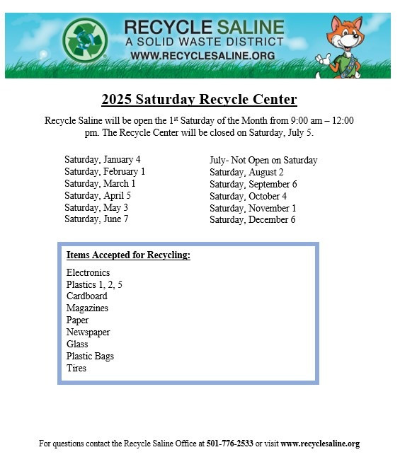 Recycling Center open One Saturday a Month